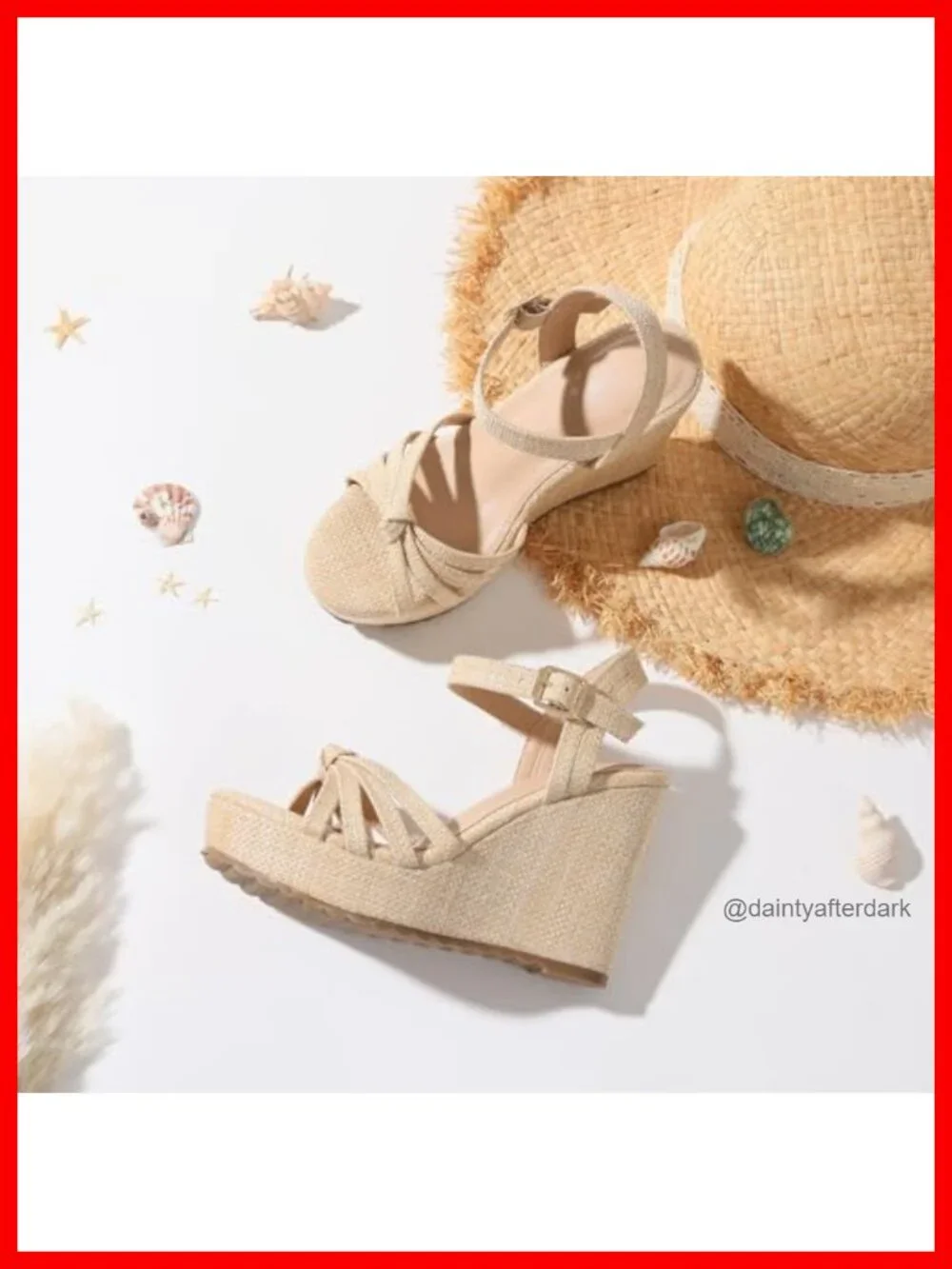 Woven Raffia Wedge Sandals for Women - Espadrille Platform Heels, Ankle Strap